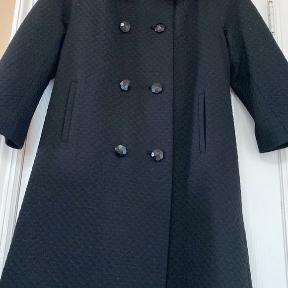 VTG 50’s 60’s Black Swing Coat Ivory Fur Collar Trim - Picture 5 of 15